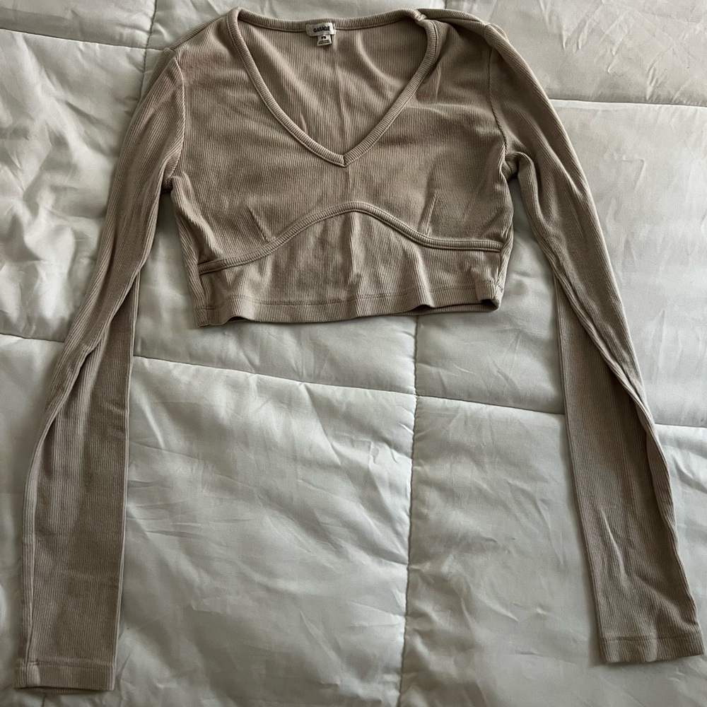 Garage beige Ribbed Top long sleeve